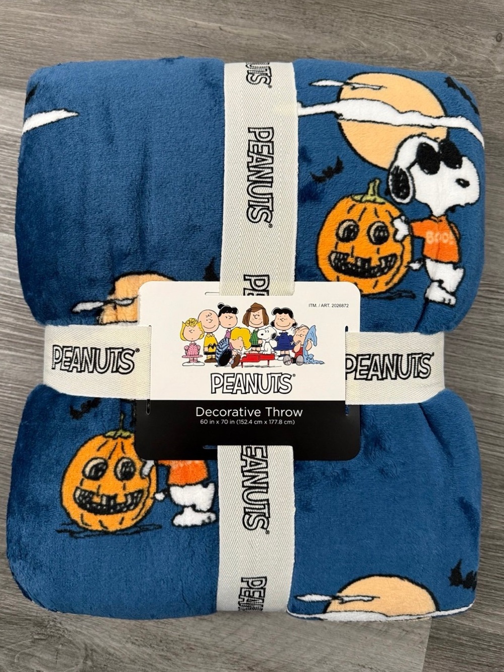 Peanuts Snoopy Fall Halloween Throw Blanket Blue 60” x 70” - New